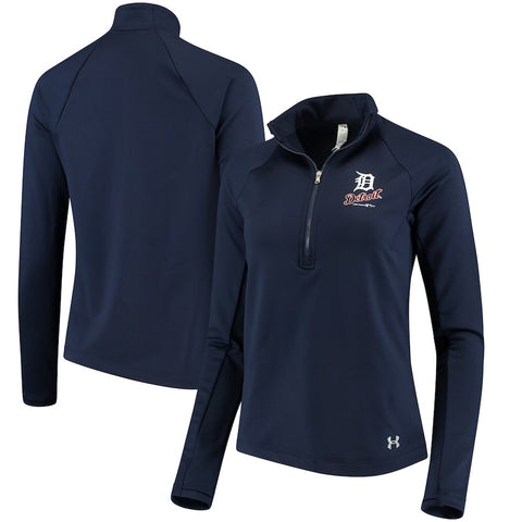 Detroit Tigers Under Armour Women's Team Logo Half-Zip Jacket - Navy