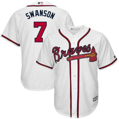 Dansby Swanson Atlanta Braves Majestic Home Official Cool Base Replica Player Jersey