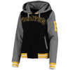 Pittsburgh Pirates 5th & Ocean by New Era Women's French Terry Contrast Sleeves Full-Zip Hoodie Jacket - Black/Charcoal