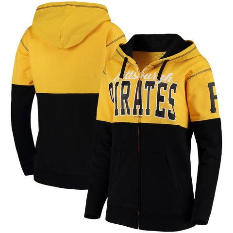 Pittsburgh Pirates 5th & Ocean by New Era Women's Full-Zip Hoodie - Black/Gold