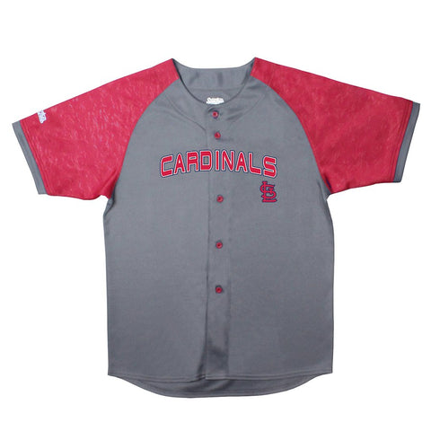 St. Louis Cardinals Stitches Youth Glitch Jersey - Charcoal/Red