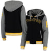 Pittsburgh Pirates 5th & Ocean by New Era Women's French Terry Contrast Sleeves Full-Zip Hoodie Jacket - Black/Charcoal