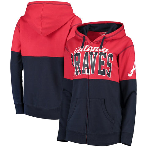 Atlanta Braves 5th & Ocean by New Era Women's Full-Zip Hoodie - Navy/Red