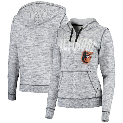 Baltimore Orioles 5th & Ocean by New Era Women's Space Dye French Terry Full-Zip Hoodie - Black