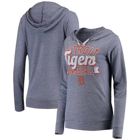 Detroit Tigers 5th & Ocean by New Era Women's Jersey Tri-Blend Pullover Hoodie - Navy