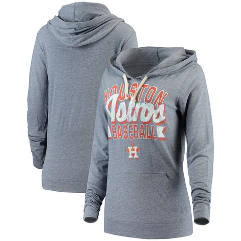 Houston Astros 5th & Ocean by New Era Women's Jersey Tri-Blend Pullover Hoodie - Navy