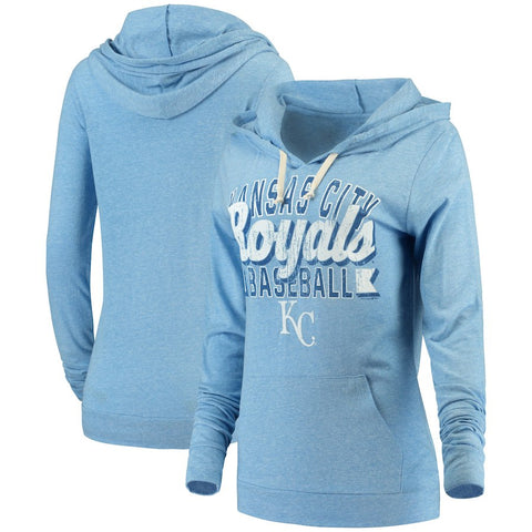 Kansas City Royals 5th & Ocean by New Era Women's Jersey Tri-Blend Pullover Hoodie - Royal