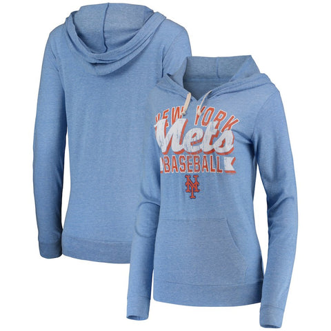 New York Mets 5th & Ocean by New Era Women's Jersey Tri-Blend Pullover Hoodie - Royal