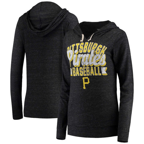 Pittsburgh Pirates 5th & Ocean by New Era Women's Jersey Tri-Blend Pullover Hoodie - Black