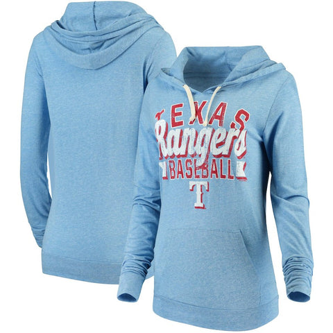 Texas Rangers 5th & Ocean by New Era Women's Jersey Tri-Blend Pullover Hoodie - Royal