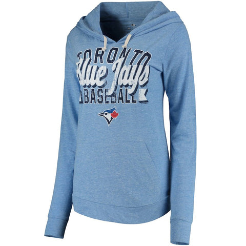 Toronto Blue Jays 5th & Ocean by New Era Women's Jersey Tri-Blend Pullover Hoodie - Royal