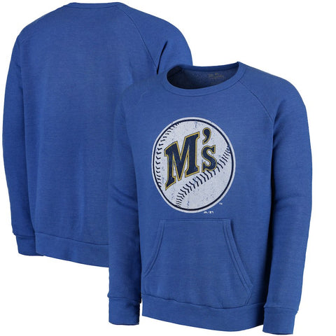 Seattle Mariners Majestic Threads Cooperstown Collection Tri-Blend Pocket Fleece Sweatshirt - Royal