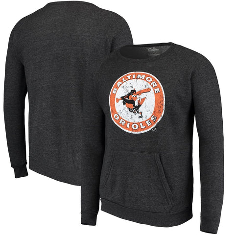 Baltimore Orioles Majestic Threads Cooperstown Collection Tri-Blend Pocket Fleece Sweatshirt - Black