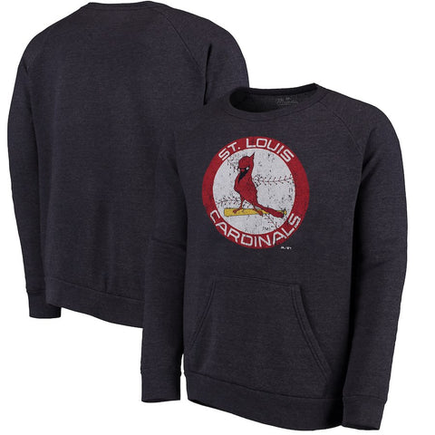 St. Louis Cardinals Majestic Threads Cooperstown Collection Tri-Blend Pocket Fleece Sweatshirt - Navy
