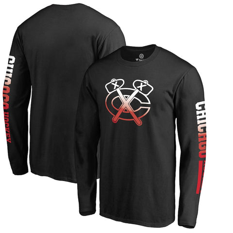 Chicago Blackhawks   Gradient Logo Long Sleeve T-Shirt - Black