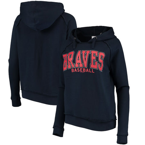 Atlanta Braves 5th & Ocean by New Era Women's Defense Raglan Pullover Hoodie - Navy