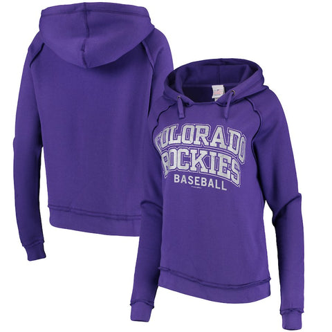 Colorado Rockies 5th & Ocean by New Era Women's Defense Raglan Pullover Hoodie - Purple