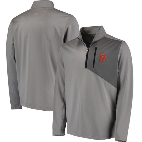 Detroit Tigers Cutter & Buck DryTec Shaw Hybrid Half-Zip Pullover Jacket - Gray/Navy
