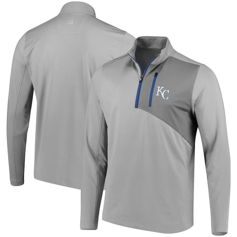 Kansas City Royals Cutter & Buck Shaw Hybrid DryTec Half-Zip Jacket - Gray