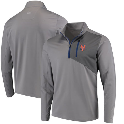 New York Mets Cutter & Buck Shaw Hybrid DryTec Half-Zip Jacket - Gray