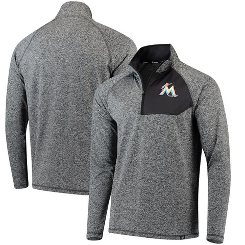 Miami Marlins   Static Quarter-Zip Pullover Jacket - Heathered Gray
