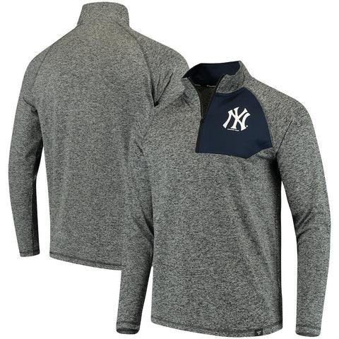 New York Yankees   Static Quarter-Zip Pullover Jacket - Heathered Gray
