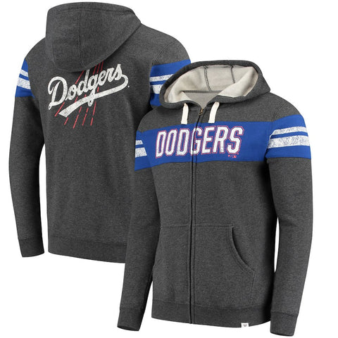 Los Angeles Dodgers   True Classics Full-Zip Hoodie - Heathered Charcoal