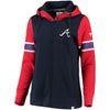 Atlanta Braves   Women's Iconic Full-Zip Hoodie - Navy/Red