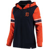 Detroit Tigers   Women's Iconic Full-Zip Hoodie - Navy/Orange