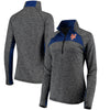New York Mets   Women's Static Quarter-Zip Pullover Jacket - Heathered Gray/Royal