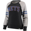 New York Mets   Women's True Classics Pullover Sweatshirt - Heathered Charcoal/Heathered Gray