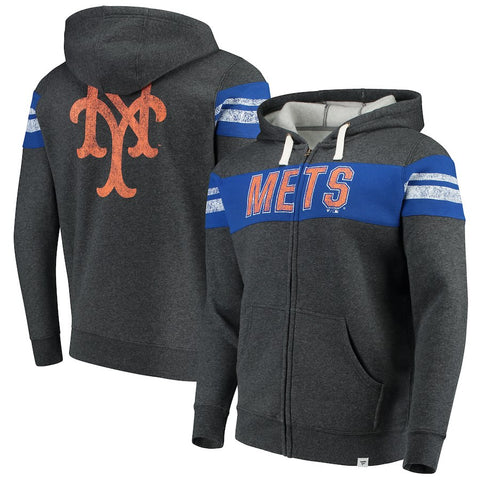 New York Mets   True Classics Full-Zip Hoodie - Heathered Charcoal