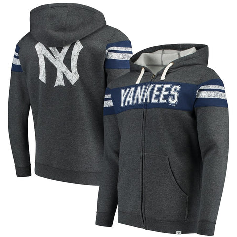 New York Yankees   True Classics Full-Zip Hoodie - Heathered Charcoal