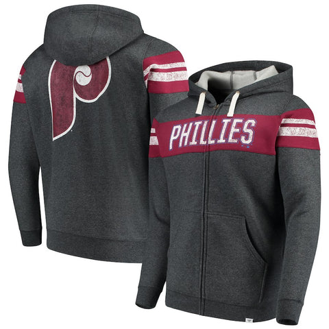 Philadelphia Phillies   True Classics Full-Zip Hoodie - Heathered Charcoal