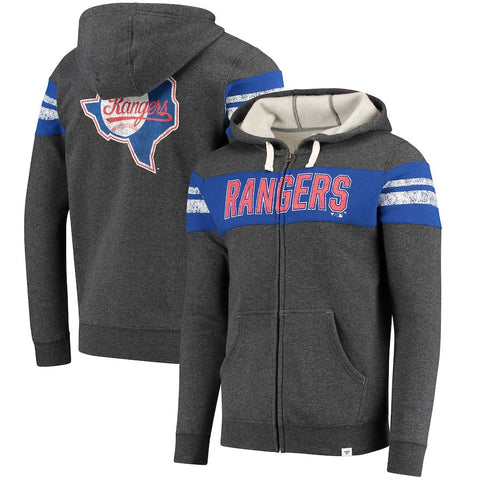 Texas Rangers   True Classics Full-Zip Hoodie - Heathered Charcoal
