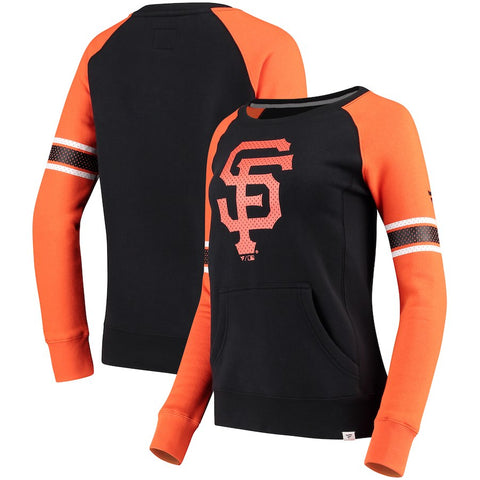 San Francisco Giants   Women's Iconic Fleece Crew Sweatshirt - Black/Orange