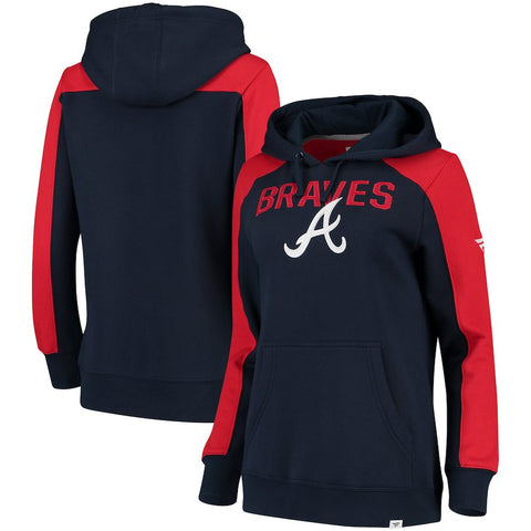 Atlanta Braves   Women's Iconic Pullover Hoodie - Navy/Red