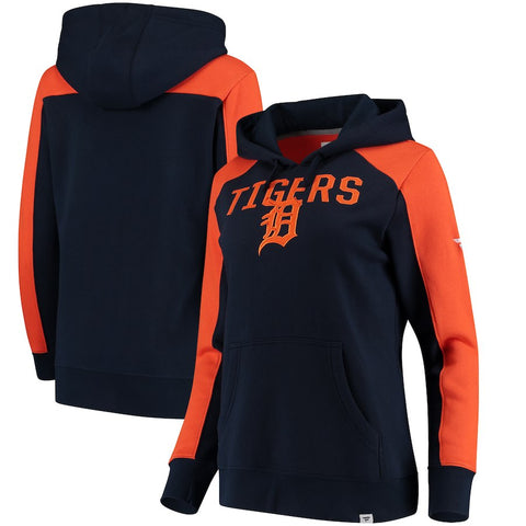 Detroit Tigers   Women's Iconic Pullover Hoodie - Navy/Orange