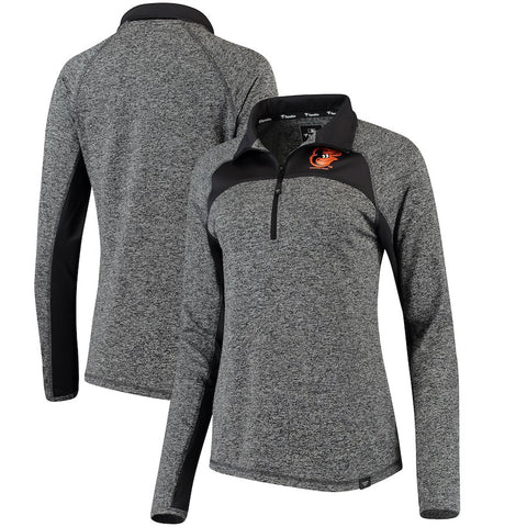 Baltimore Orioles   Women's Static Quarter-Zip Pullover Jacket - Heathered Gray/Charcoal