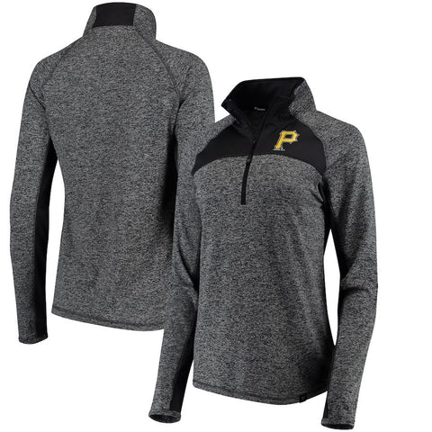 Pittsburgh Pirates   Women's Static Quarter-Zip Pullover Jacket - Heathered Gray/Charcoal