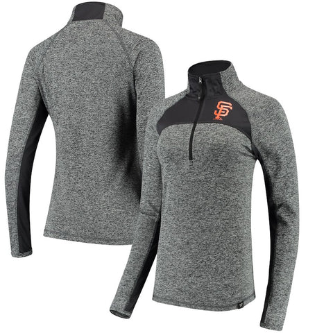 San Francisco Giants   Women's Static Quarter-Zip Pullover Jacket - Heathered Gray/Charcoal