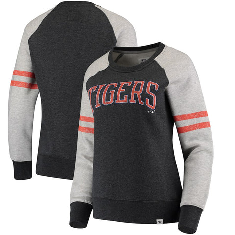 Detroit Tigers   Women's True Classics Pullover Sweatshirt - Heathered Charcoal/Heathered Gray