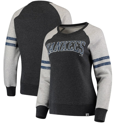 New York Yankees   Women's True Classics Pullover Sweatshirt - Heathered Charcoal/Heathered Gray