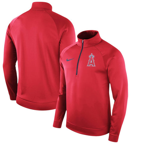 Los Angeles Angels Therma Top Bench Half-Zip Pullover Jacket - Red
