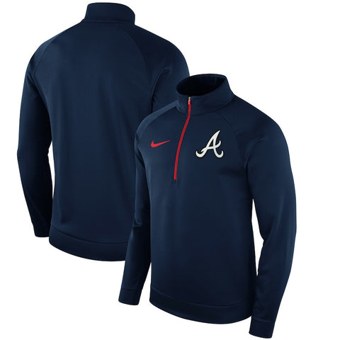 Atlanta Braves Therma Top Bench Half-Zip Pullover Jacket - Navy