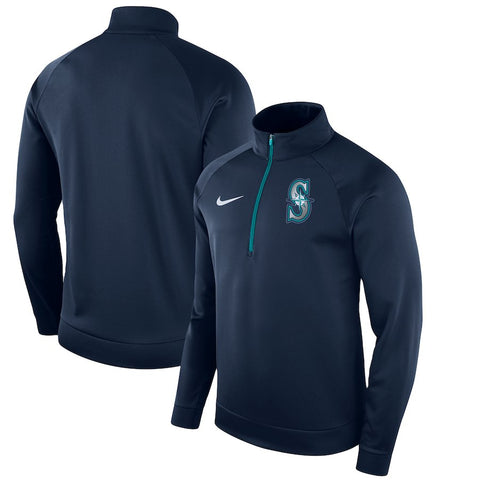 Seattle Mariners Therma Top Bench Half-Zip Pullover Jacket - Navy