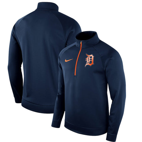 Detroit Tigers Therma Top Bench Half-Zip Pullover Jacket - Navy