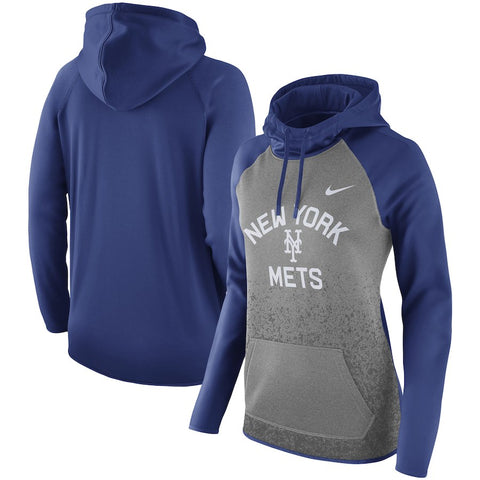 New York Mets Women's All-Time Therma Performance Pullover Hoodie - Dark Gray