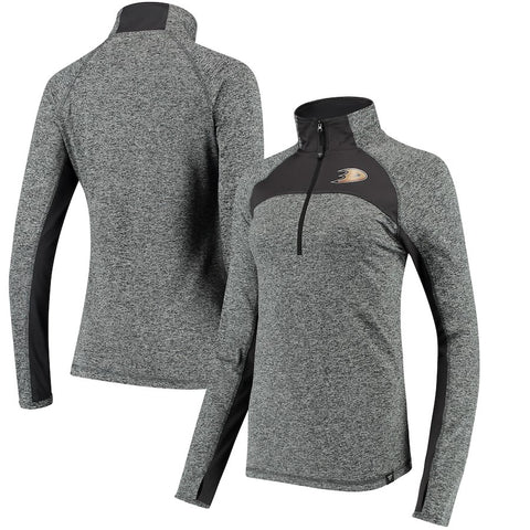 Anaheim Ducks   Women's Static Quarter-Zip Jacket - Heathered Black