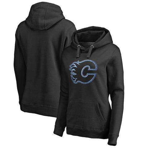 Calgary Flames   Women's Plus Sizes Pond Hockey Pullover Hoodie - Black